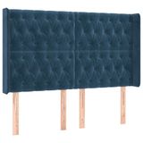 vidaXL Hoofdbord met randen 93x16x118/128 cm fluweel donkerblauw