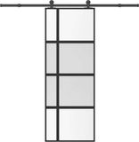 vidaXL Schuifdeur met beslag 76x205 cm gehard glas en aluminium