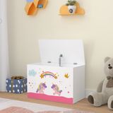 [en.casa] Doos voor speelgoed Oleiros 40x60x30 cm eenhoornmotief