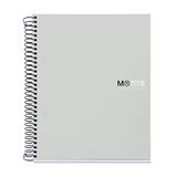 Miquelrius - The Original Notebook Notebook, 8 gekleurde strepen, ondoorzichtige polypropyleen hoes, A5-formaat (148 x 210 mm), 2 boren, 200 vellen van 70 g/m², horizontaal gelinieerd 7 mm, grijs