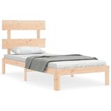 vidaXL Cadre de lit Bois massif avec tête de lit 120x190 cm
