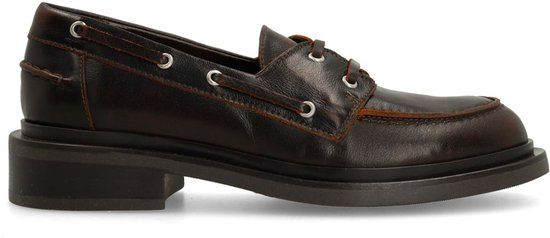 Manfield Dames Bruine Leren Bootschoenen Maat 40