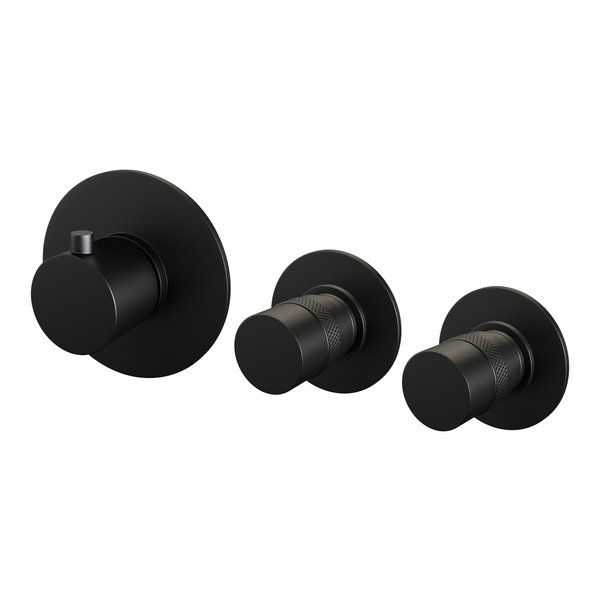 Brauer Black Edition inbouwthermostaat en 2 stopkranen met in- en afbouwdelen mat zwart 5-S-088