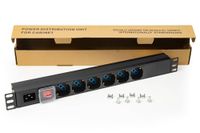 Connetto - 19" rack stekkerdoos 6 universele stopcontacten met bus voor C20-voedingskabel