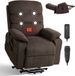 Vevor Elektrische TV-Fauteuil, Relaxfauteuil met Liftfunctie, Verwarming en Massagefunctie, Traploos Verstelbare Stoel voor Senioren, Massagestoel met Chenille Bekleding en Afstandsbediening, Bruin