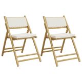 VidaXL Bistrostoelen 2 stuks inklapbaar met kussens bamboe crèmewit