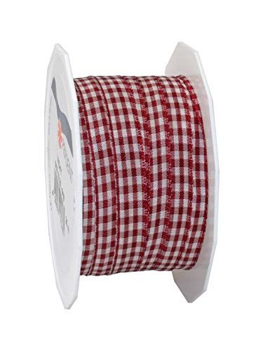 VICHY geschenklint - bordeaux/créme - rol van 20 m 10 mm