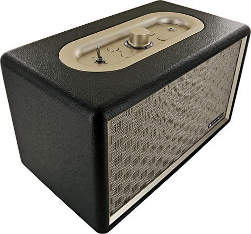 Schwaiger -661705- Bluetooth Speaker Retro Design Stereo Speaker Leather Optics houten kast volumineuze geluid draadloos luisteren naar muziek draadloos streaming vintage muziekdoos versterker