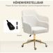 Fauteuil De Bureau Blanc Crème Velouté Réglable En Hauteur Avec Roulettes Et Base Métallique