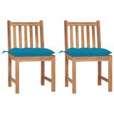VidaXL Fauteuils de jardin 2 pièces avec coussins teck massif Bleu
