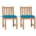 VidaXL Fauteuils de jardin 2 pièces avec coussins teck massif Bleu