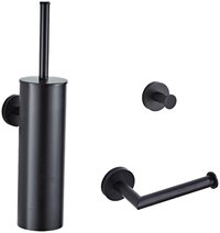 Saniclear Nero toilet accessoire set incl toiletborstel, rolhouder en haak mat zwart