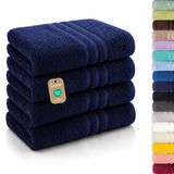 Lavea® Set van 4 Handdoeken 50x100 cm – 100% Katoen – Marineblauw