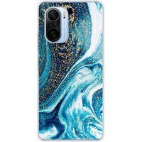 Beschermhoes Xiaomi Poco F3, Xiaomi Poco F3 Pro Marbre bleu paillete siliconen hoesje