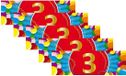 Bellatio Decorations 3 jaar leeftijd sticker - 5x - 19 x 6 cm - 3 jaar verjaardag / jubileum - versiering