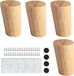 Shenzhen Haorui Industrial Technology Co., Ltd. Pieds de meuble bois 4 pièces massif conique incliné remplacement - 8 cm - plaques de montage - vis - pieds de canapé - chaises - armoires