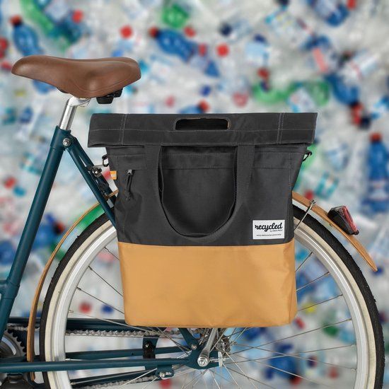 Urban Proof Recycled Shopper Fietstas - 20 Liter - Grijs/Geel