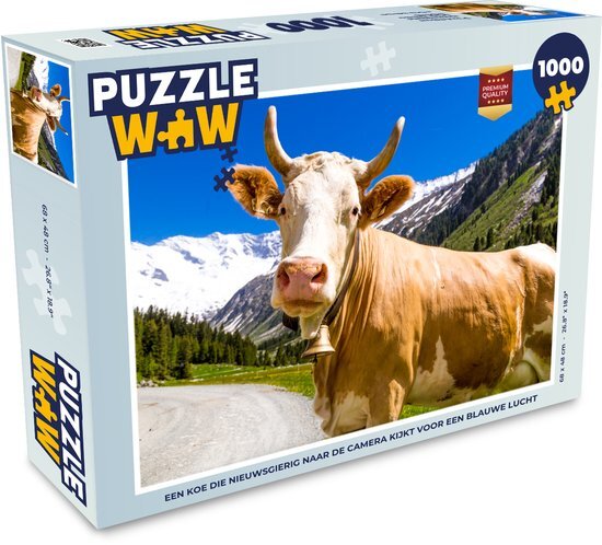 MuchoWow Puzzel Koe - Sneeuw - Alpen - Legpuzzel - Puzzel 1000 stukjes volwassenen - Sinterklaas cadeautjes - Sinterklaas voor grote kinderen