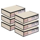 AiQInu Onderbedcommode, 6 stuks, organizer voor onderbedden, met kijkvenster en handgreep, ruimtebesparend, opvouwbaar, organizer voor kleding, dekens en dekens