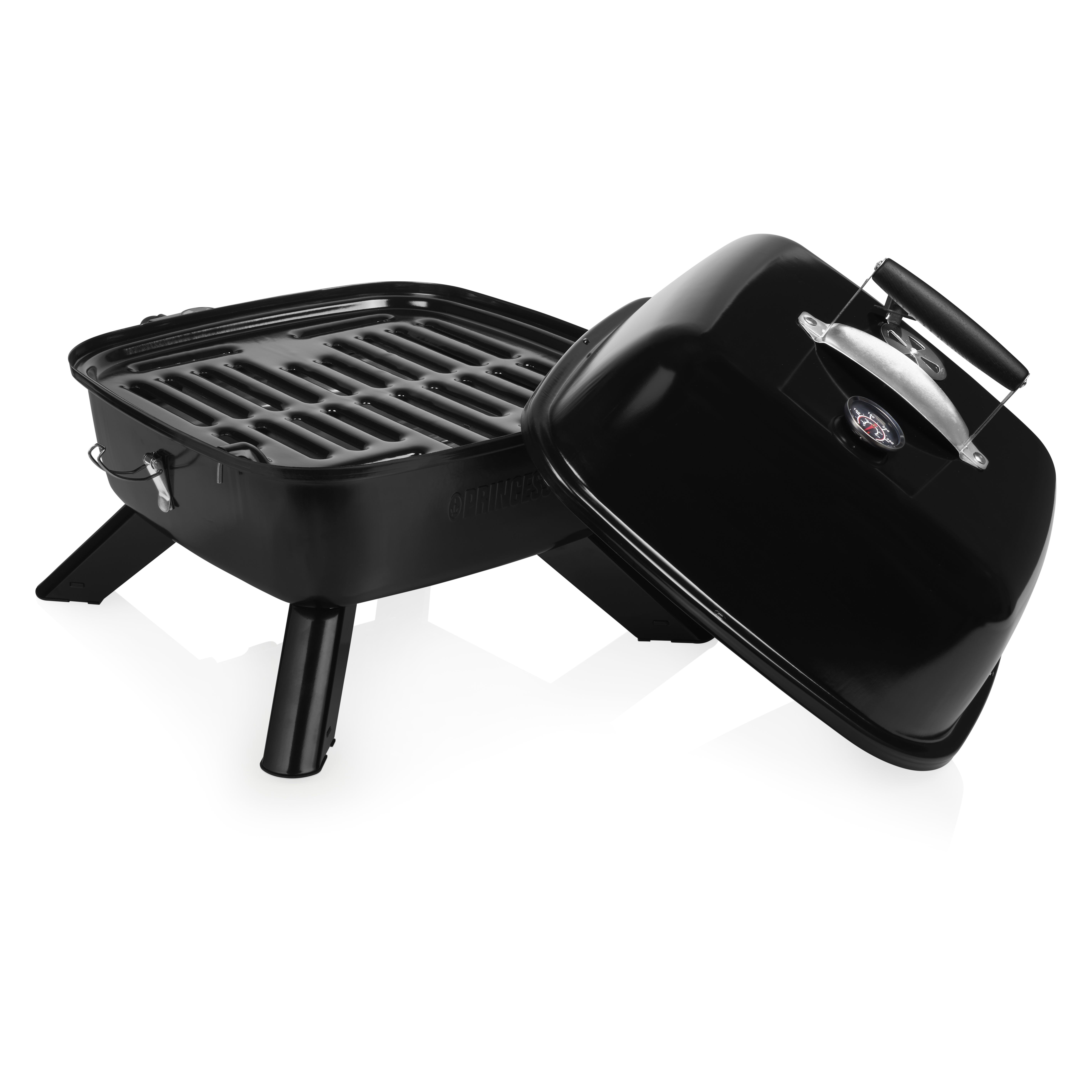 Princess 01.112256.01.001 Hybride Barbecue - Elektrisch + Houtskool - Tafelmodel - 2000W - Zwart