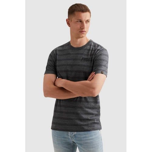 PME Legend regular gestreept T-shirt grijs