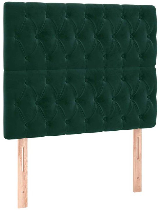 vidaXL Hoofdbord donkergroen fluweel 90x7x118/128 cm
