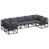 vidaXL Tuinbank Set Zwart Aluminium 7-zits
