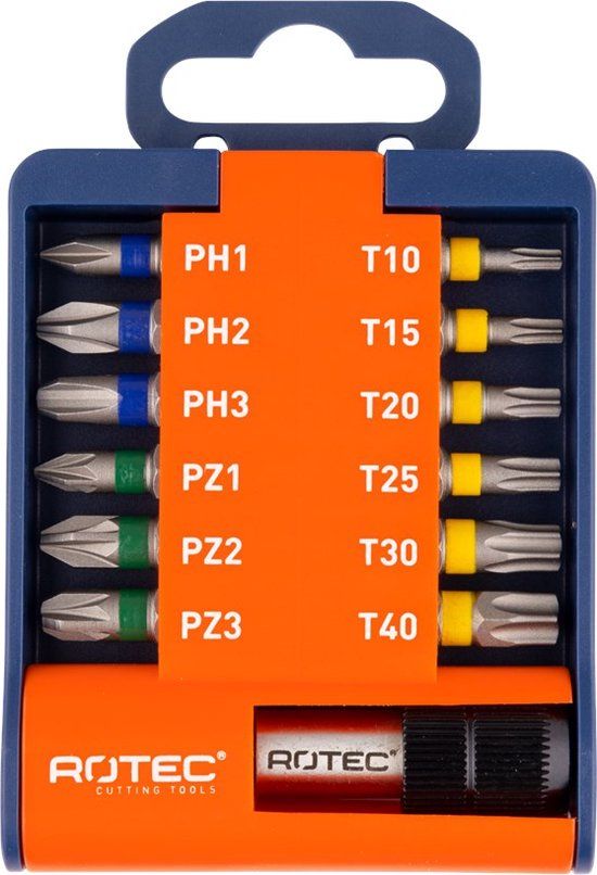 Rotec Bit- & bithouder-set OPTI-LINE, bits PH-PZ-TX 13-dlg.