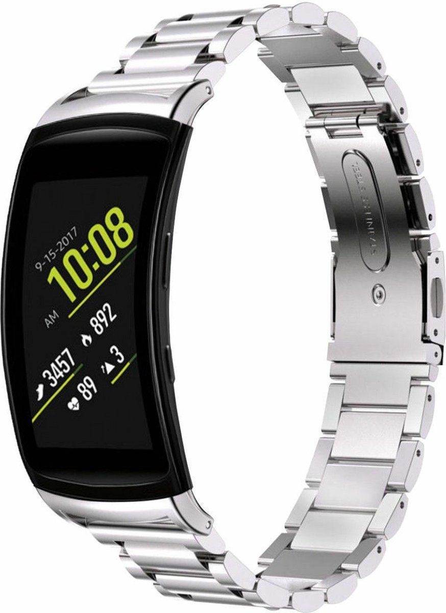 Strap-it Samsung Gear Fit 2 / Gear Fit 2 Pro stalen band - zilver