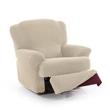FAVERTI® Super elastische relaxstoelbekleding van 70 tot 90 cm | Model Novelle | Beige | Cover voor ligstoel met aparte voeten | Hoogwaardige bescherming van jacquard-stof in katoenlook