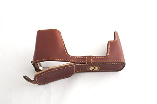 TP Handgemaakte Echt Lederen Half Camera Hoesje voor Olympus OM-D E-M5 EM5 - Bruin