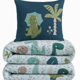 Good Morning Muller Textiles BV All-in One Lazy Kinderdekbed Dino - Dekbed voor het hele jaar 140 x 200 cm + 1 kussensloop