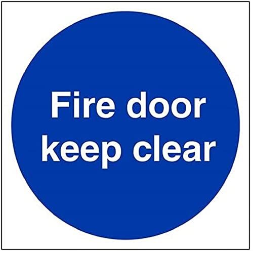 V Safety VSafety 18005AM-S "Branddeur Keep Clear" Verplichte borden, Zelfklevend Vinyl, Vierkant, 150 mm x 150 mm, Blauw