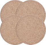 Zeller Dikke Kurken Dikke Kurken pannenonderzetters rond - 4x - lichtbruin - D23 x 1 cm - Pannen/schalen