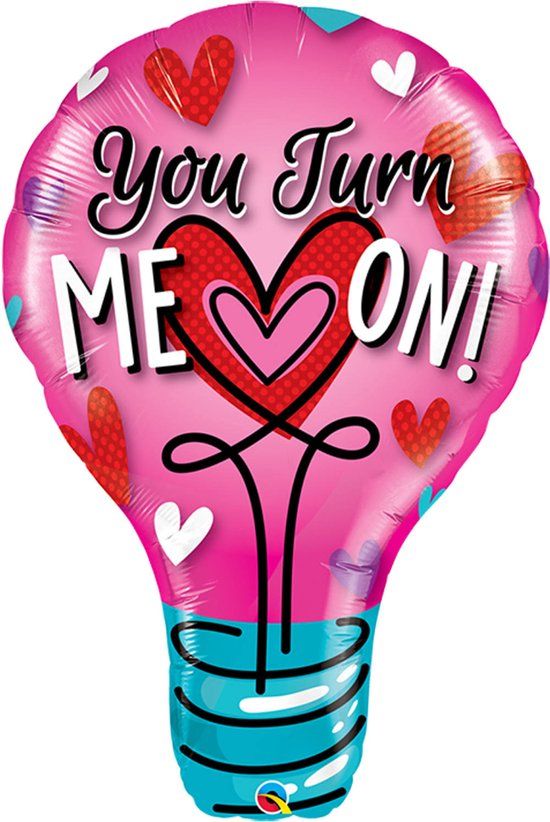 Folat Folieballon Liefde 'You Turn Me On!' Roze - 102 cm