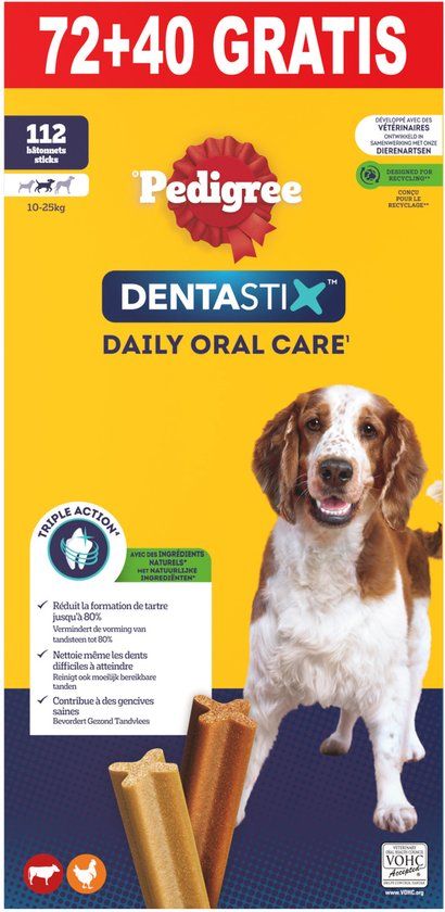 Pedigree Bonus-Pack Dentastix Hondensnack Medium 72+40 stuks
