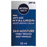 Nivea Men Hyaluron crème pour le visage, 50 ml, crème anti-rides pour le visage, réduit les rides profondes, crème anti-rides pour hommes, renforce l'élasticité de la peau