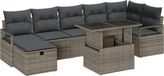 vidaXL Tuinbank Set 8-delig Poly Rattan Grijs