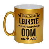 Bellatio Decorations Leukste en meest geweldige oom cadeau koffiemok / theebeker - goudkleurig - 330 ml - verjaardag / bedankje
