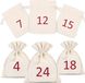 Adventskalender 2024 om zelf te vullen van stof - 24 zakjes van Coton 10x13 cm - Kerstkalender - Natuurlijke jute zakjes