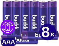 Buddi Oplaadbare AAA Batterijen | 8 Stuks | 1.200 mAh | Geschikt voor o.a. afstandsbedieningen, zaklamp, draadloze muizen | AAA Batterij
