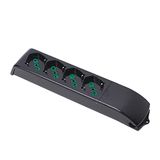 Fanton 410131 Stekkerdoos zonder kabel, 4 uitgangen, 2P+T, 16 A, Bipasso Standard, zwart