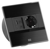 Bachmann SENSE, zwart, 1x CEE7/3, 1x USB A/C, lengte 2,0 meter, AEH