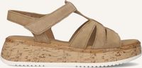 Gabor Dames Sandalen met hak - 742 - Beige - Suède - Plateauzool - Maat 37
