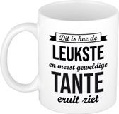 Bellatio Decorations Shoppartners Bv Leukste en meest geweldige tante - cadeau - koffiemok - theebeker - wit - 300 ml