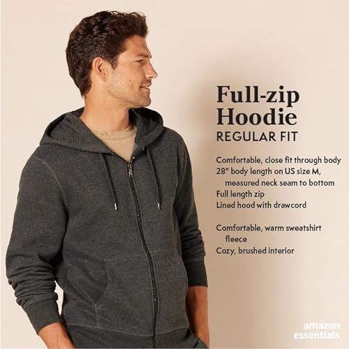 Amazon Essentials Men's Full-Zip Hooded Fleece Sweatshirt (Available in Big & Tall), Blue, L