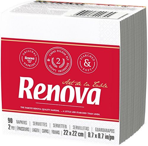 Renova papieren servetten kunst van de tafel witte cocktail - 90 stuks