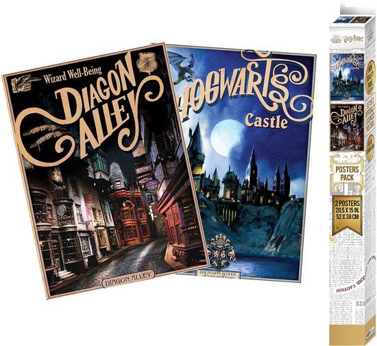 TUBBZ Harry Potter Retro Hogwarts und Diagon - Poster 2er Set