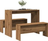 Maison Exclusive - Ensemble de salle à manger 3 pièces avec banc, finition : placage bois style "Artisan Chêne