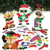 Baker Ross FN628 Coole kerstmix & match decoratiesets – set van 8, trendy feestelijke knutselsets voor kinderen om stijlvolle kerstdecoraties te maken